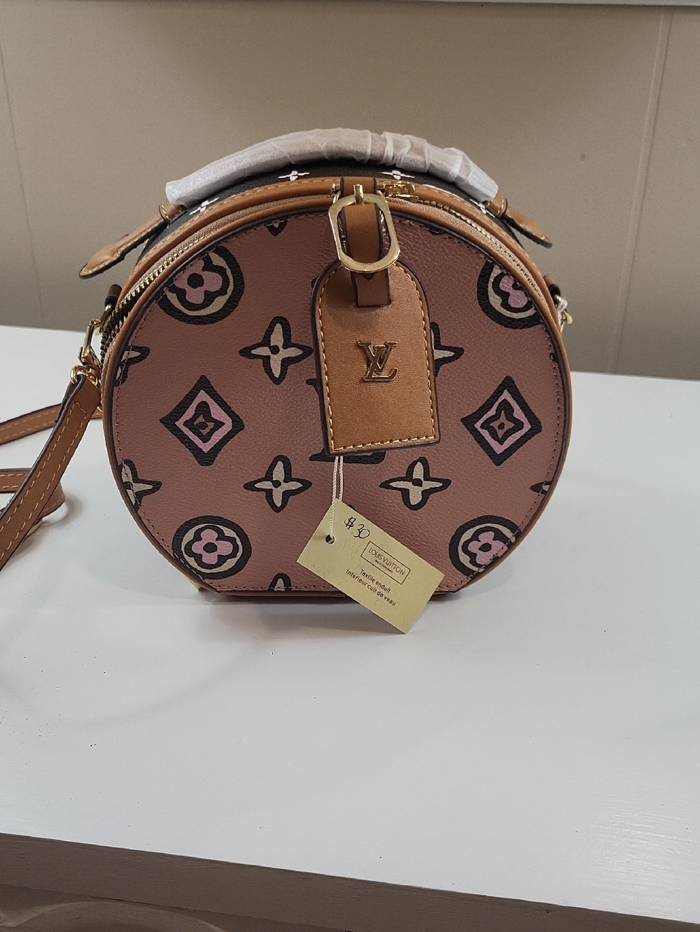 DESIGNER INSPIRED Pink Round Crossbody Bag